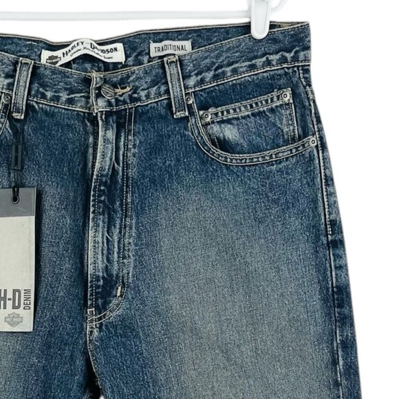 NWT Harley Davidson Men's Blue Denim Jeans Sz 36x34 Traditional Fit Tapered Leg - Picture 7 of 16